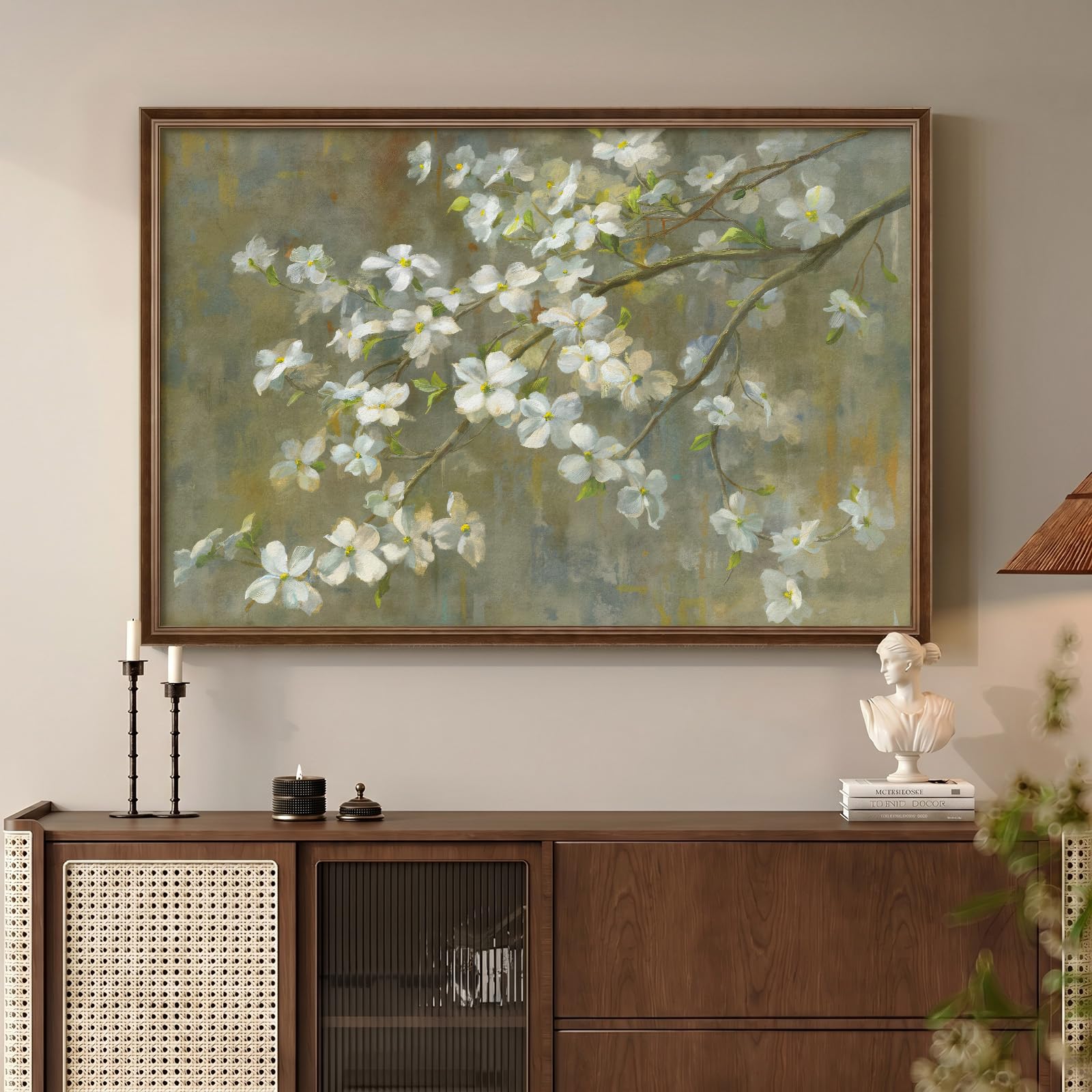Framed Abstract Flower Wall Art, Colorful Botanical Floral Canvas Painting Prints for Modern Farmhouse Wall Art Decor, Wildflower Pictures for Living Room Bedroom Dining Room Wall Decor, 24x36 Inch