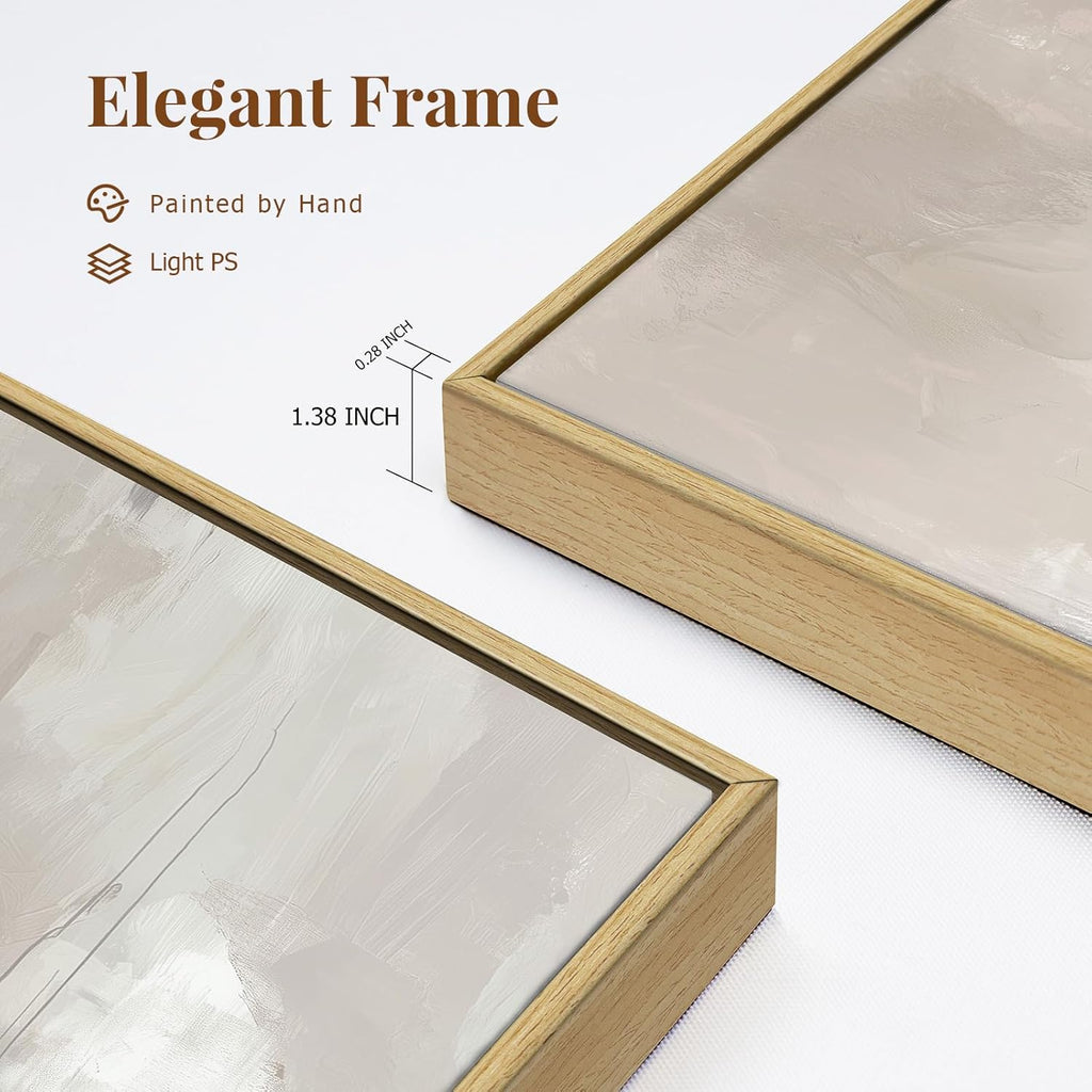 Large Abstract Neutral Textured Framed Canvas Wall Art Set, Minimalist Wall Decor Art Prints, Modern Graey Beige Wall Painting Artwork for Living Room,Bedroom,Dining Room,Office, 24"x36"x3