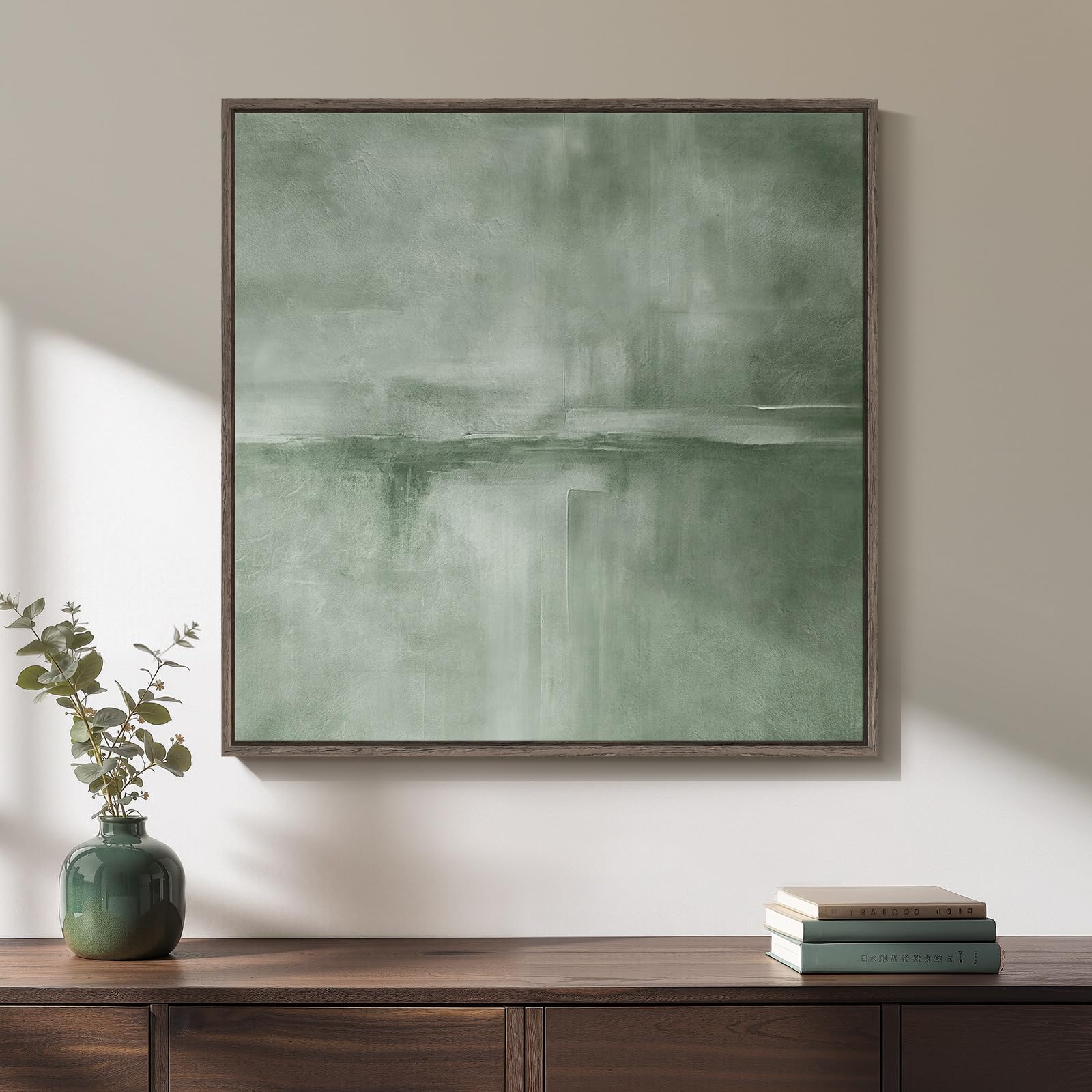 Framed Neutral Abstract Wall Art, Large Modern Canvas Prints Paintings Artwork for Walls, Minimalist Earth Tone Abstract Pictures for Living Room Lounge Dining Bedroom Office Wall Decor 30x30 In