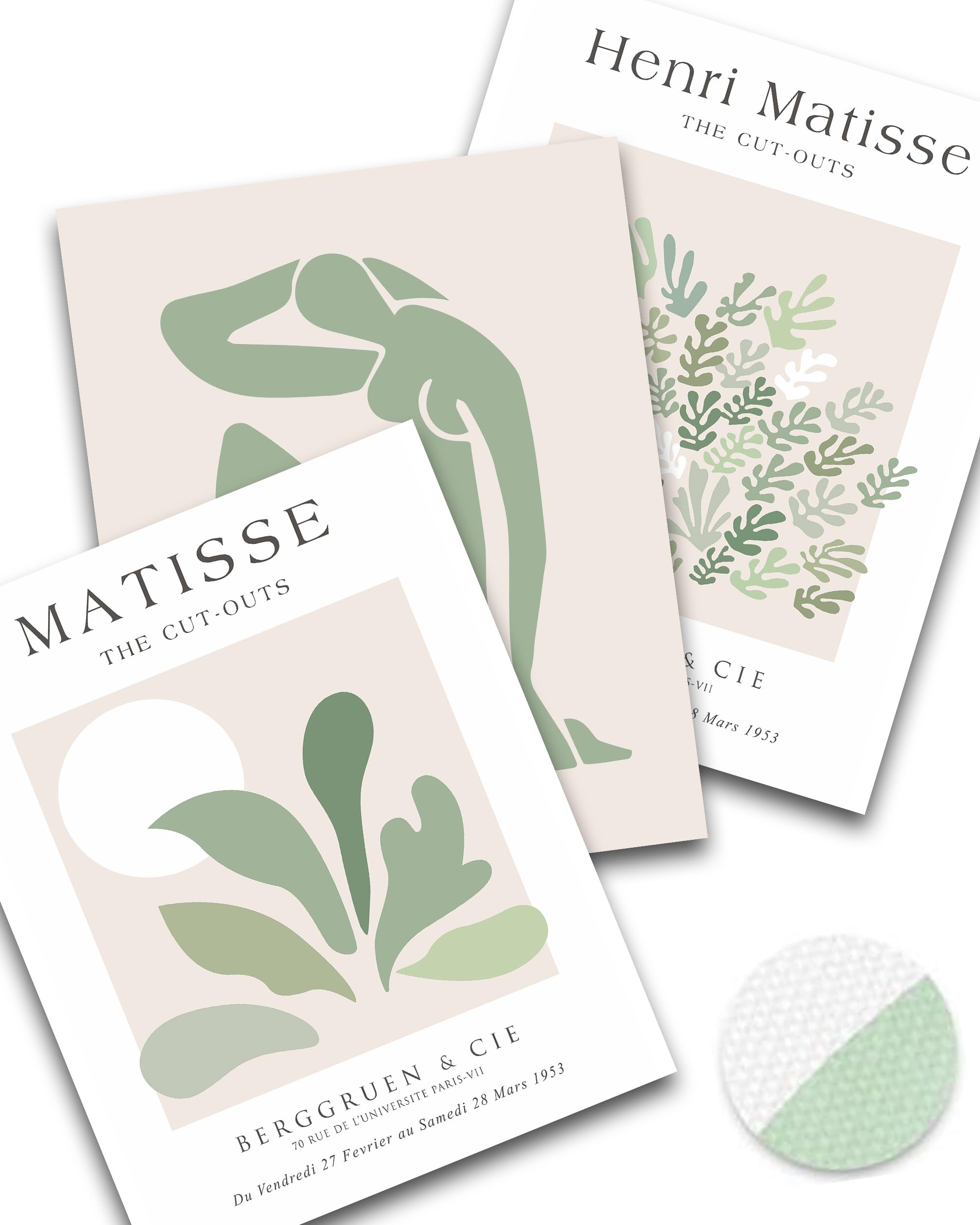 HesenDot Abstract Botanical Wall Art Set of 3, 30x40CM Neutral Plant Framed Canvas Prints, Beige Green Boho Aesthetic Wall Decor for Living Room Bedroom Bathroom Office Home