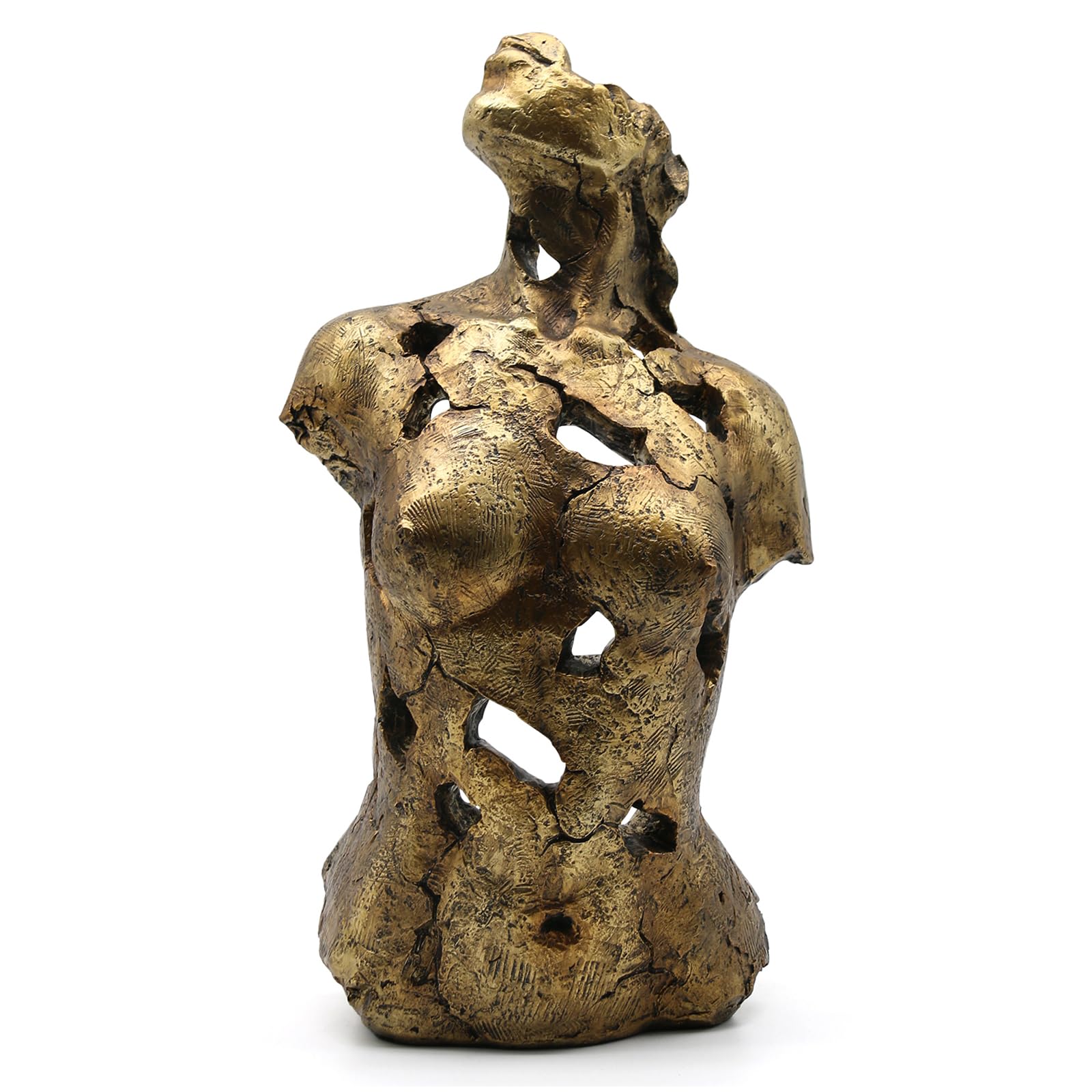 Lukitas Abstract Female Bust with Butterflies Sculpture, Aphrodite Statue, Body Figurine Art Decor, Beauty of Defects, Greek Goddess Bust Ornament for Office Living Room Desk Shelf, Beige, Resin 16"