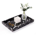 Marble Bathroom Tray for Countertop & Home Decor, Natural Decorative Marble Tray for Jewelry & Perfume Organizer, Luxury Stone Vanity Trays for Dresser, Kitchen Counter, 12" x 8", Gray Black