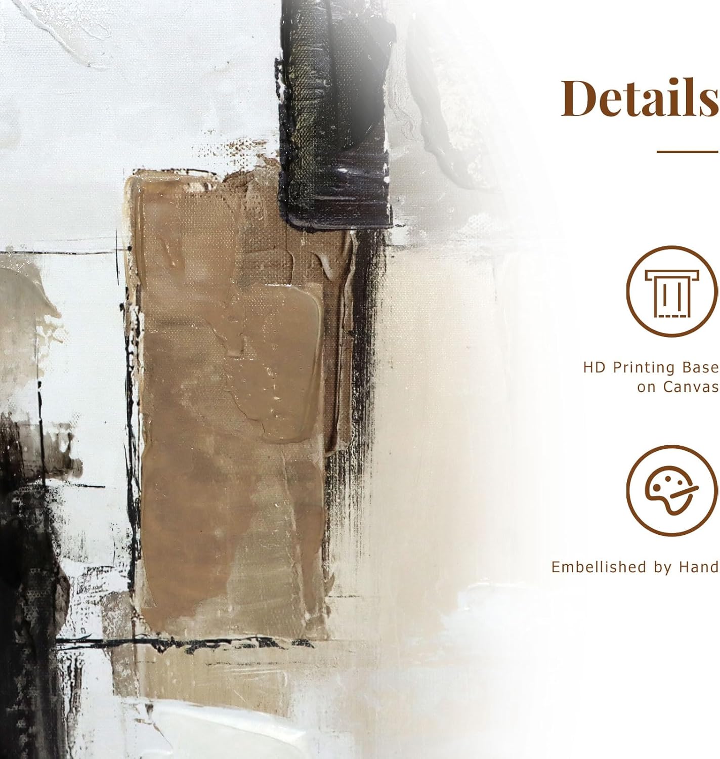 Set of 2 Modern Neutral Abstract Wall Art – Framed Beige, Gray, and Black Canvas Paintings for Living Room, Bedroom, or Office Décor – 24x36 Inches Each