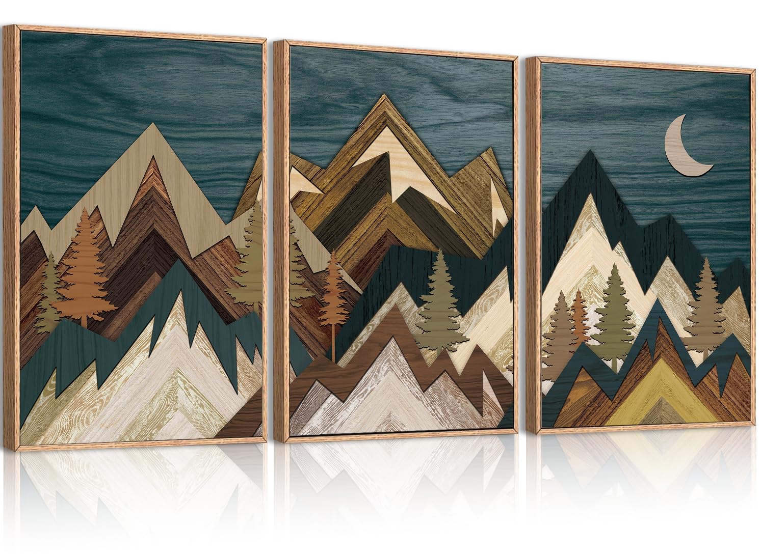Large Abstract Paintings Framed Neutral Canvas Prints Mid Century Modern Wall Art Abstract Wall Decor Neutral Wall Pictures Elegant Modern Paintings for Living Room Bedroom Bathroom Office 36x24 Inch 3 Piece