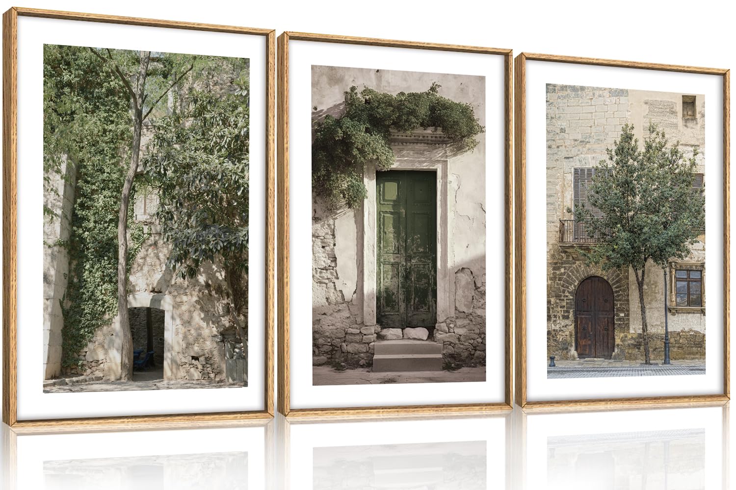 HOURIA Abstract Neutral Vintage Earth Tone Framed Canvas Wall Art Set,Modern Minimalist Rustic Brown Beige Wall Decor,Wabi Sabi Textured Brushstroke Artwork for Living Room,Bedroom,Farmhouse-24"x36"x3