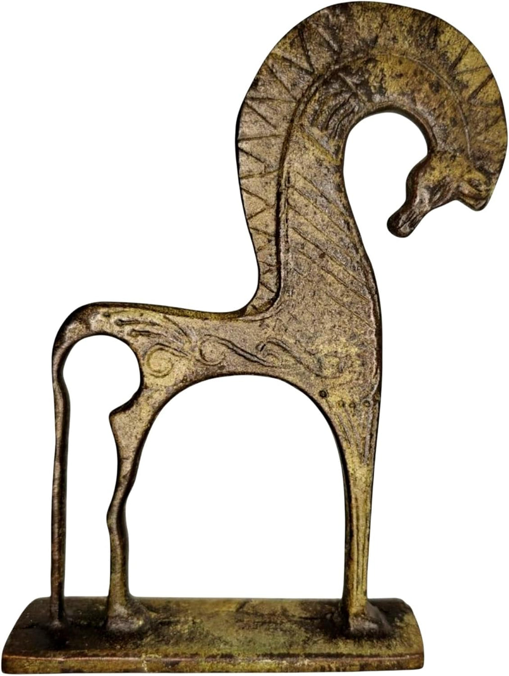 Iconsgr Ancient Greek Bronze Museum Statue Replica of Horse from Geometric Era – Handmade in Greece Using Lost Wax Technique – 6.3x5.1 in / 16x13 cm (1124)