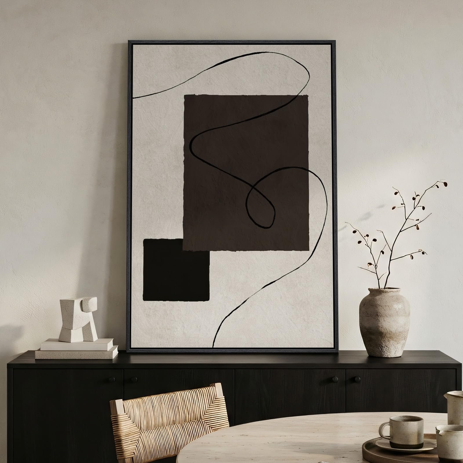 Framed Green Abstract Wall Art, Modern Canvas Prints Paintings for Walls, Contemporary Minimalist Colorful Brushstroke Pictures for Living Room Dining Bedroom Office Hallway Wall Decor 36x24 In