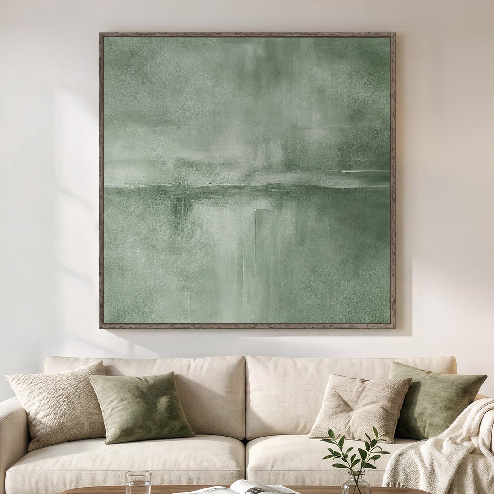 Framed Neutral Abstract Wall Art, Large Modern Canvas Prints Paintings Artwork for Walls, Minimalist Earth Tone Abstract Pictures for Living Room Lounge Dining Bedroom Office Wall Decor 30x30 In