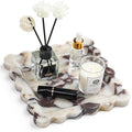 Natural Marble Vanity Tray - Moujings Genuine Marble Perfume Tray for Bathroom Decor, Stone Bathroom Vanity Organizer Tray for Kitchen Counter, Candles, Jewelry, Coffee, Makeup, Key