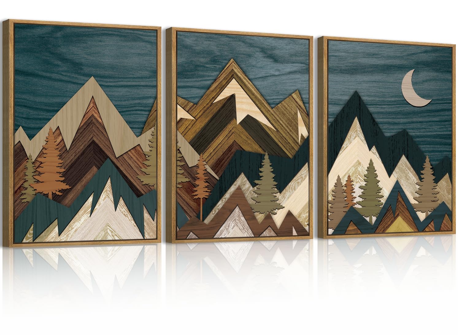 Large Abstract Paintings Framed Neutral Canvas Prints Mid Century Modern Wall Art Abstract Wall Decor Neutral Wall Pictures Elegant Modern Paintings for Living Room Bedroom Bathroom Office 36x24 Inch 3 Piece