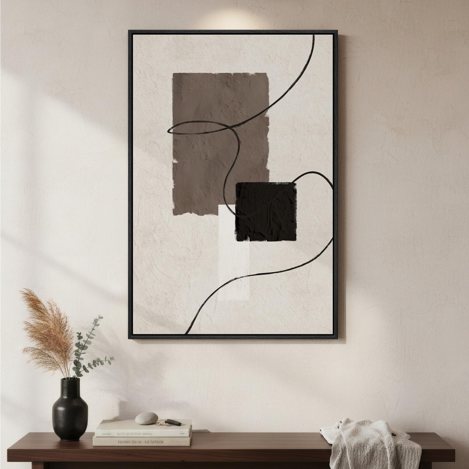 Framed Green Abstract Wall Art, Modern Canvas Prints Paintings for Walls, Contemporary Minimalist Colorful Brushstroke Pictures for Living Room Dining Bedroom Office Hallway Wall Decor 36x24 In