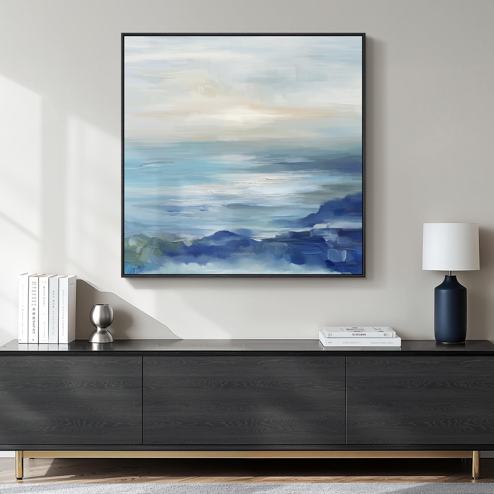 Framed Neutral Abstract Wall Art, Large Modern Canvas Prints Paintings Artwork for Walls, Minimalist Earth Tone Abstract Pictures for Living Room Lounge Dining Bedroom Office Wall Decor 30x30 In