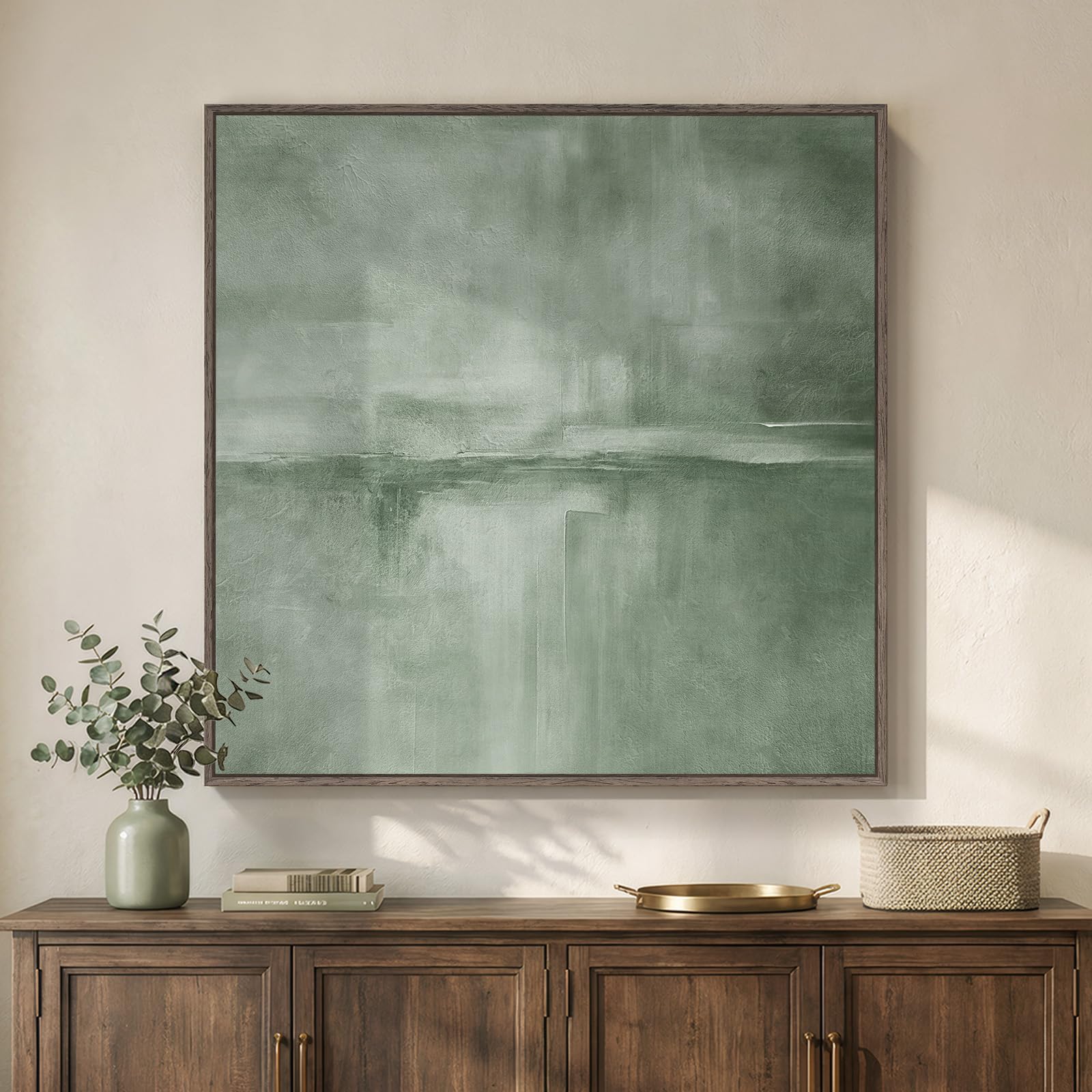 Framed Neutral Abstract Wall Art, Large Modern Canvas Prints Paintings Artwork for Walls, Minimalist Earth Tone Abstract Pictures for Living Room Lounge Dining Bedroom Office Wall Decor 30x30 In
