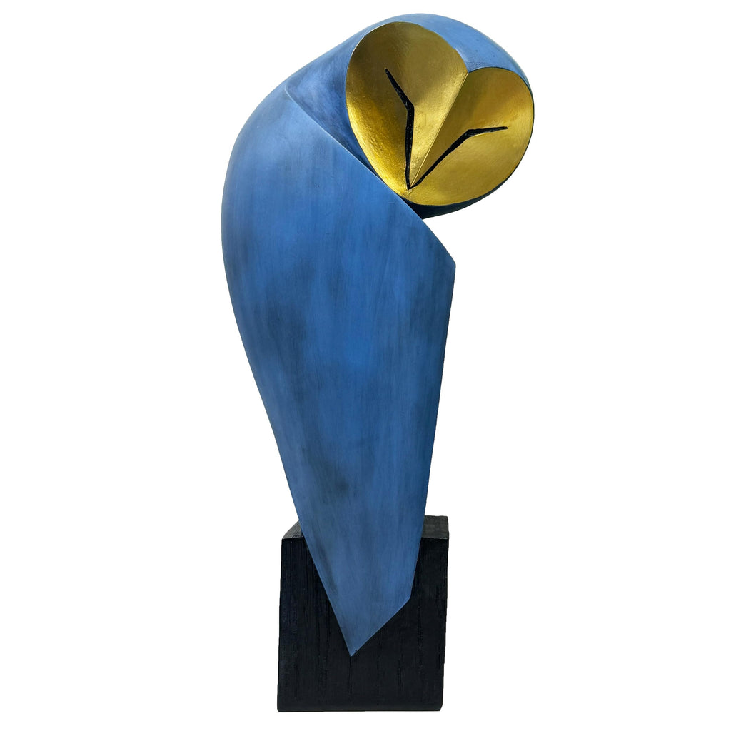 Mid-Century Modern 15 Inch Resin Owl Sculpture - Handmade Vintage Home Decor Statue for Bookshelves, Office Desk, Mantel & Collector Display