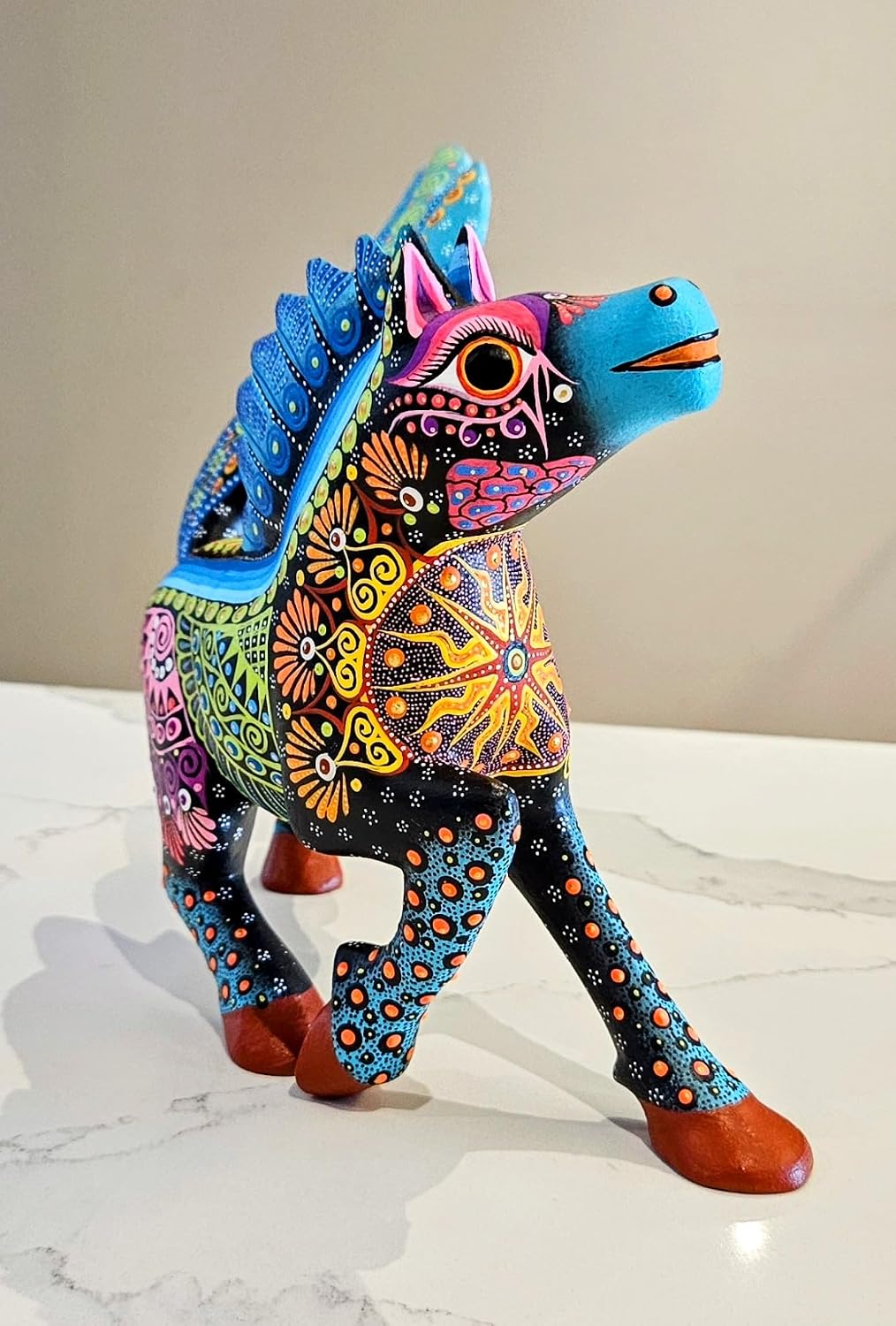 Mexican Alebrije Masterpiece Horse Wood Carving Handcrafted Sculpture (Medium)