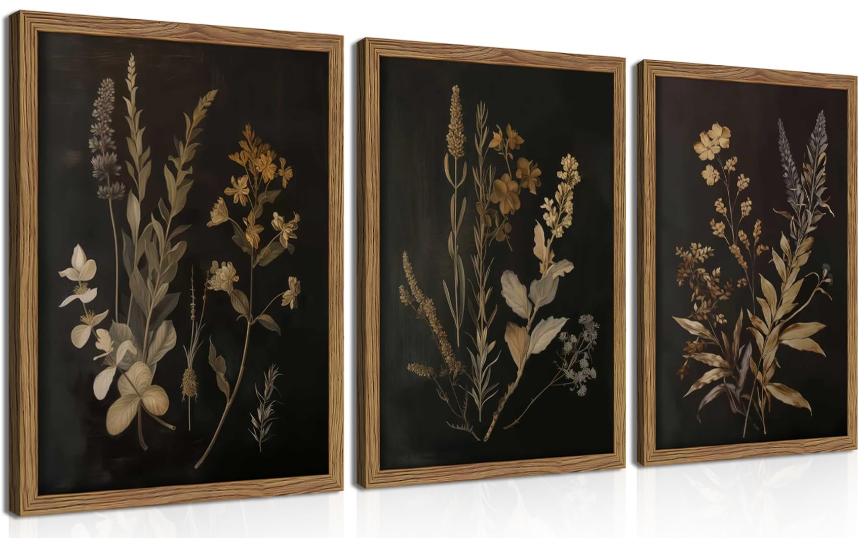Framed Colorful Floral Wall Art Set of 3, Abstract Scandinavian Flower Canvas Wall Decor Paintings, Mid Century Modern Botanical Artwork Pictures Prints for Living Room Bedroom Dining Room 16x24 Inch