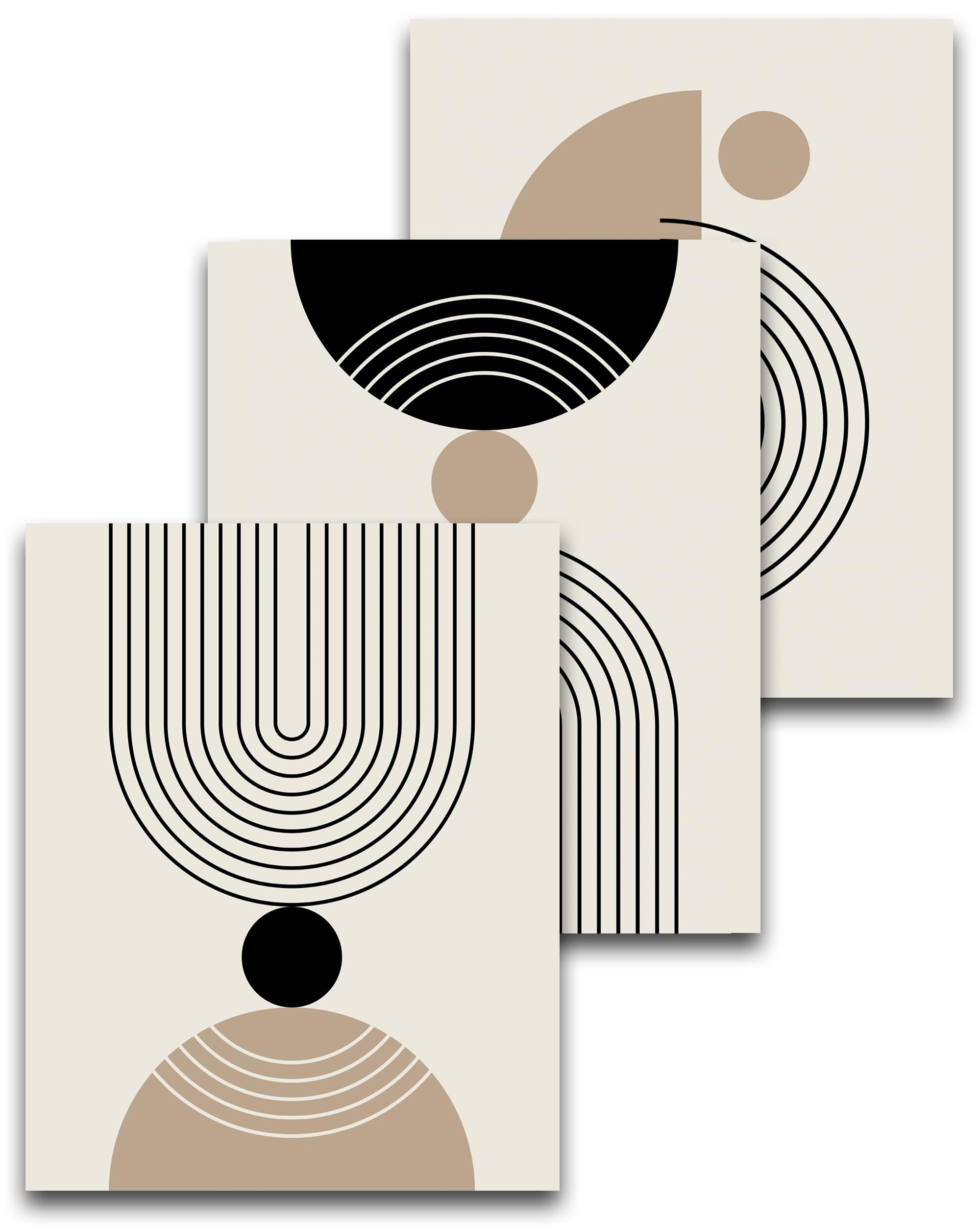HesenDot Abstract Botanical Wall Art Set of 3, 30x40CM Neutral Plant Framed Canvas Prints, Beige Green Boho Aesthetic Wall Decor for Living Room Bedroom Bathroom Office Home