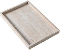 Natural Travertine Rectangular Decorative Tray 15"x10" – Stone Serving Tray | Non-slip bottom. Use on coffee bar, kitchen island, or vanity. Holds 2-3 cups. Each piece is unique.