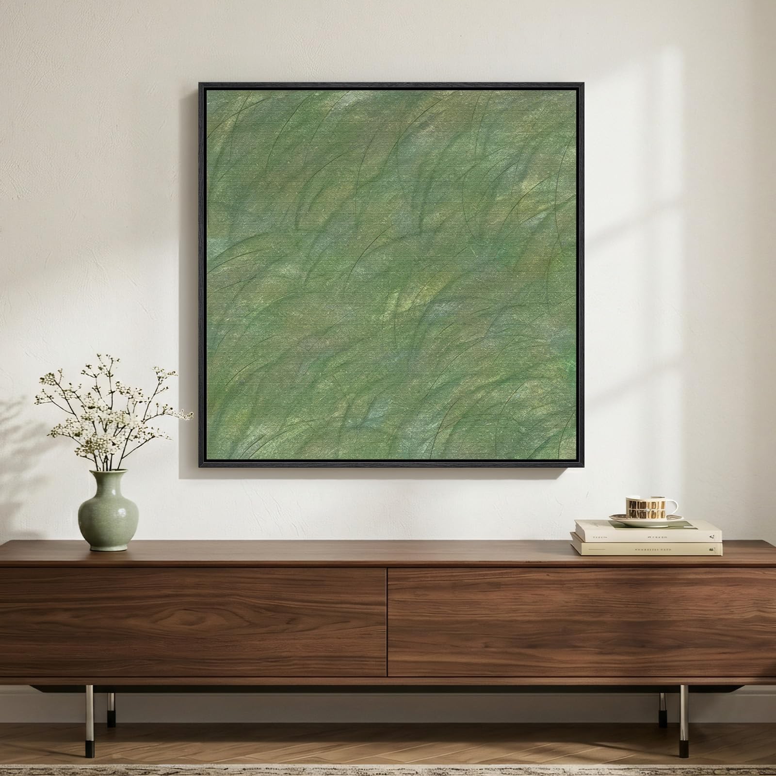 Framed Neutral Abstract Wall Art, Large Modern Canvas Prints Paintings Artwork for Walls, Minimalist Earth Tone Abstract Pictures for Living Room Lounge Dining Bedroom Office Wall Decor 30x30 In