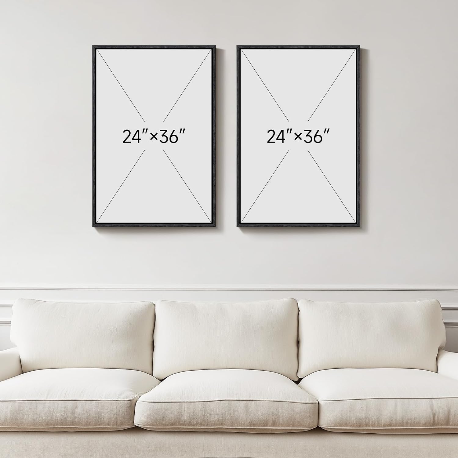 Large Framed Neutral Abstract Wall Art, 2 Piece Modern Canvas Prints Paintings, Beige Gold Abstract Pictures for Living Room Hallway Dining Room Bedroom Office Wall Decor 24x36 In