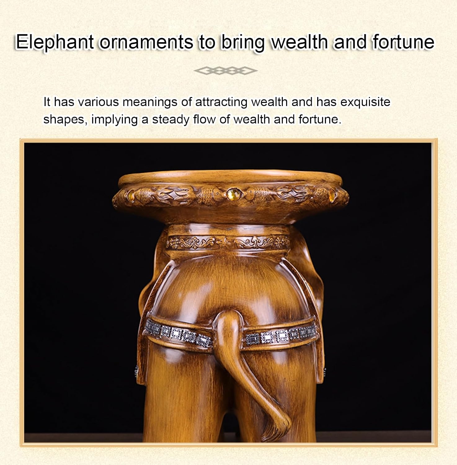 Money Elephant Figurine Elephant Statue Elephant Figurine China Style Feng Shui Chinese Statue Figurine Home Office Decor for Romance and Love,C,40 * 25 * 35cm