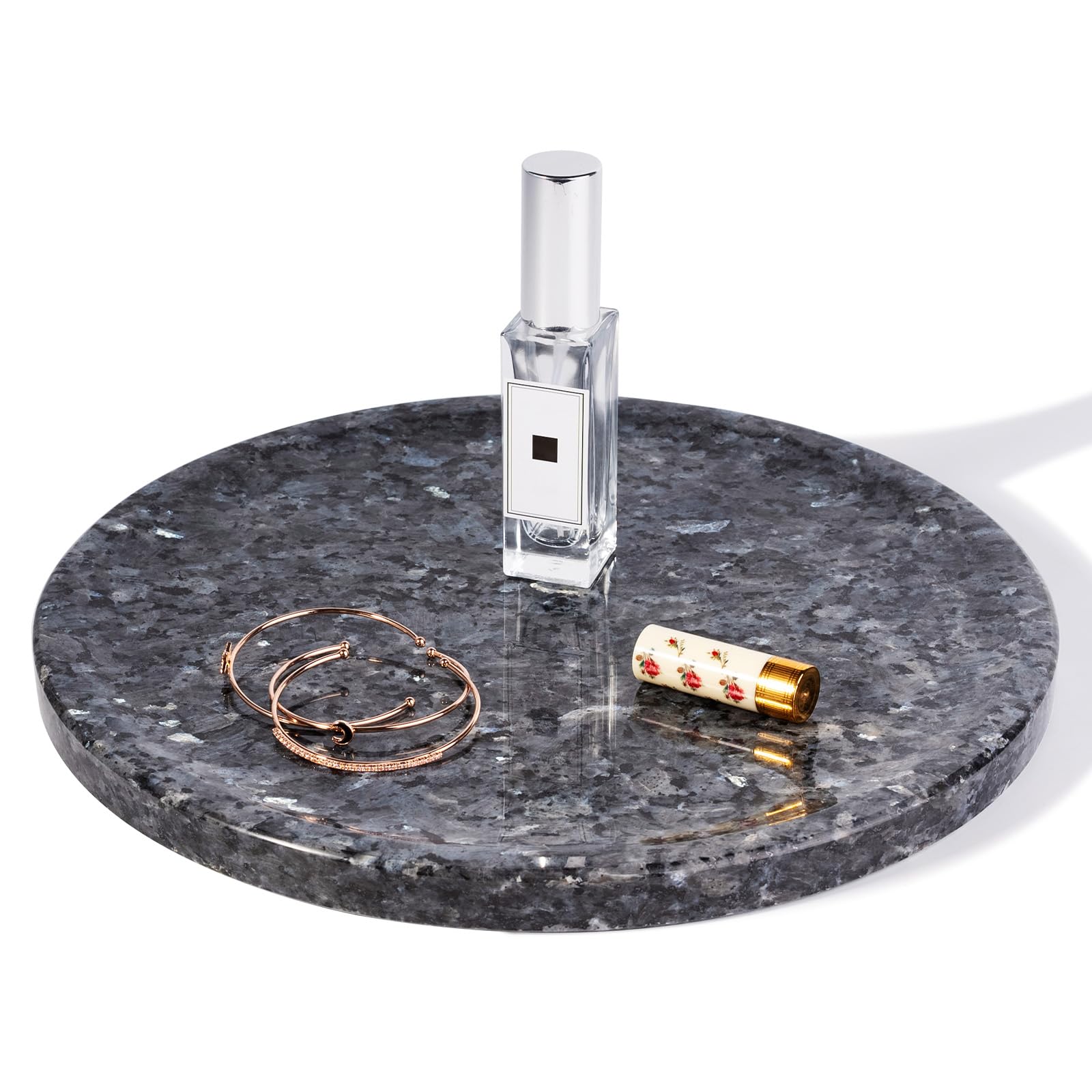 Natural Marble Serving Tray, 11.8in Round, Carrara Marble, Bathroom/Kitchen/Coffee Table Tray for Counter, Decorative Vanity for Catchall, Fruit and Snack