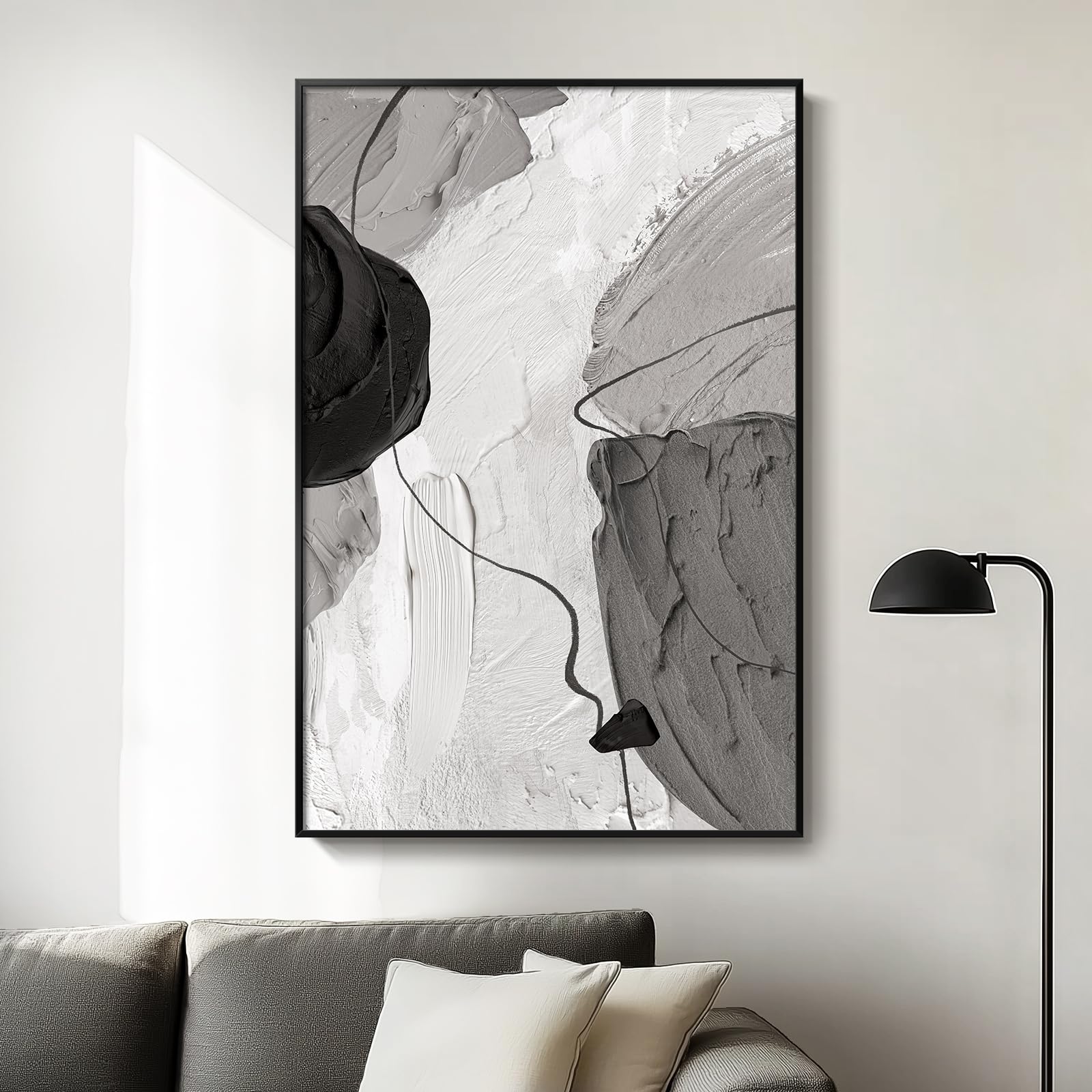 Framed Green Abstract Wall Art, Modern Canvas Prints Paintings for Walls, Contemporary Minimalist Colorful Brushstroke Pictures for Living Room Dining Bedroom Office Hallway Wall Decor 36x24 In