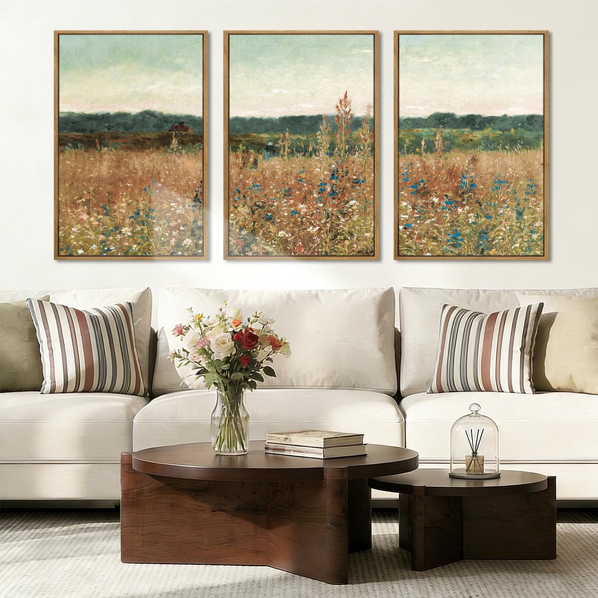 Large Abstract Paintings Framed Neutral Canvas Prints Mid Century Modern Wall Art Abstract Wall Decor Neutral Wall Pictures Elegant Modern Paintings for Living Room Bedroom Bathroom Office 36x24 Inch 3 Piece