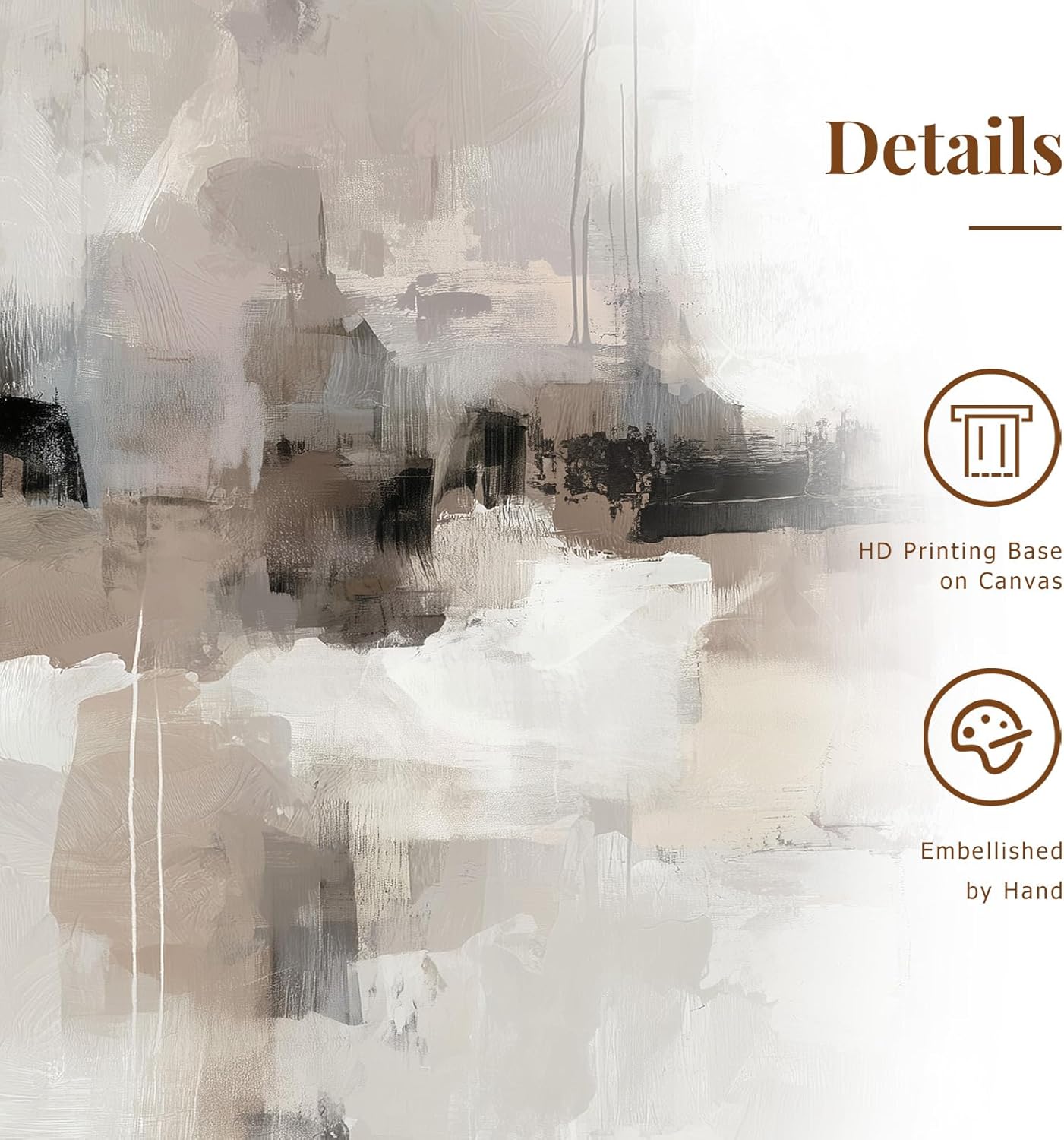 Large Abstract Neutral Textured Framed Canvas Wall Art Set, Minimalist Wall Decor Art Prints, Modern Graey Beige Wall Painting Artwork for Living Room,Bedroom,Dining Room,Office, 24"x36"x3