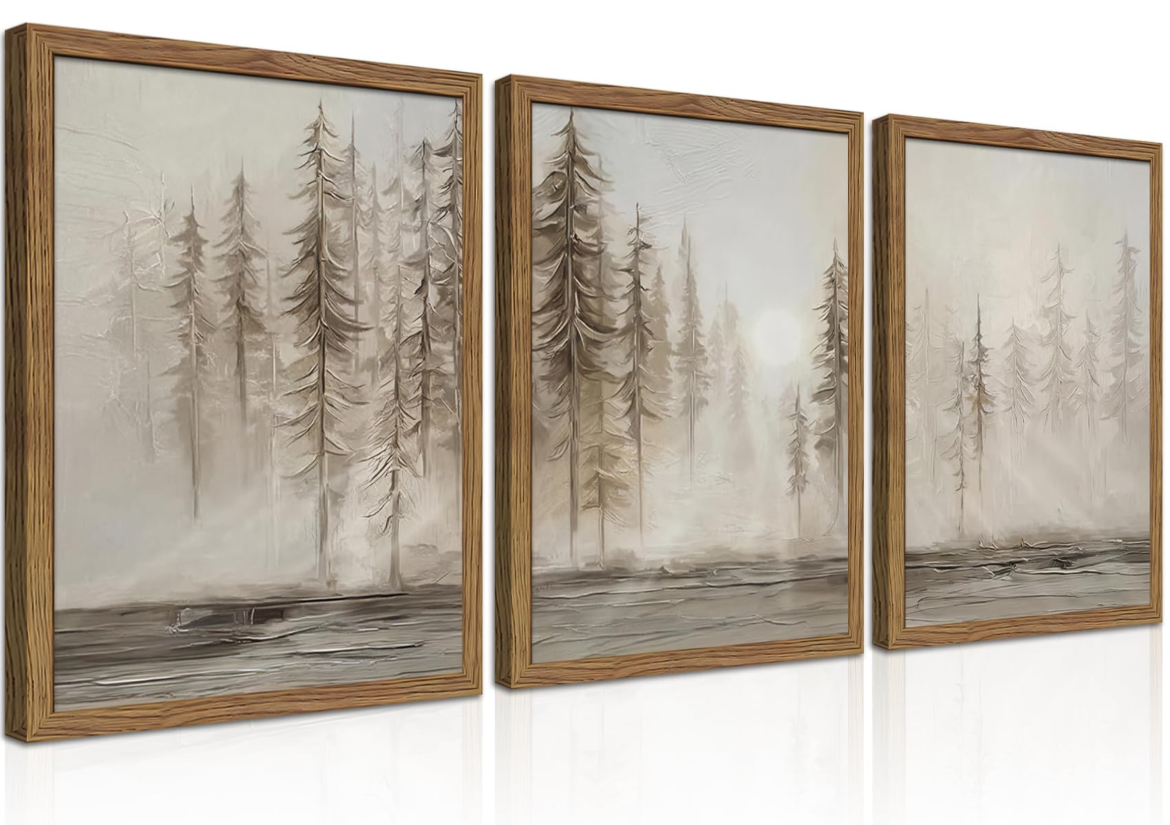 Framed Colorful Floral Wall Art Set of 3, Abstract Scandinavian Flower Canvas Wall Decor Paintings, Mid Century Modern Botanical Artwork Pictures Prints for Living Room Bedroom Dining Room 16x24 Inch