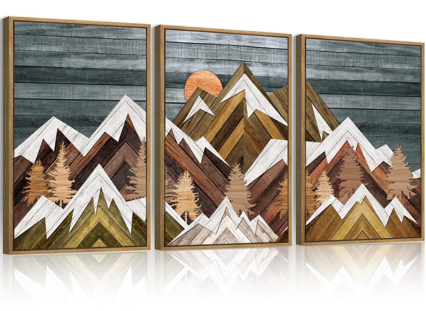 Large Abstract Paintings Framed Neutral Canvas Prints Mid Century Modern Wall Art Abstract Wall Decor Neutral Wall Pictures Elegant Modern Paintings for Living Room Bedroom Bathroom Office 36x24 Inch 3 Piece