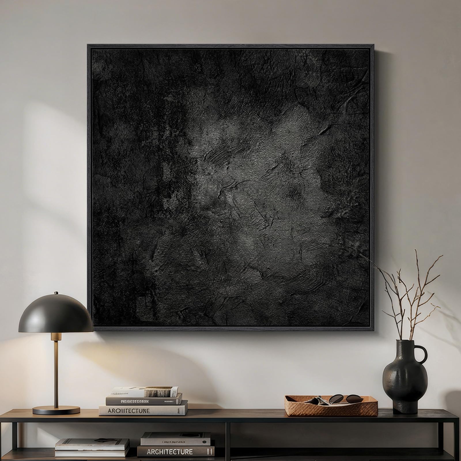 Framed Neutral Abstract Wall Art, Large Modern Canvas Prints Paintings Artwork for Walls, Minimalist Earth Tone Abstract Pictures for Living Room Lounge Dining Bedroom Office Wall Decor 30x30 In