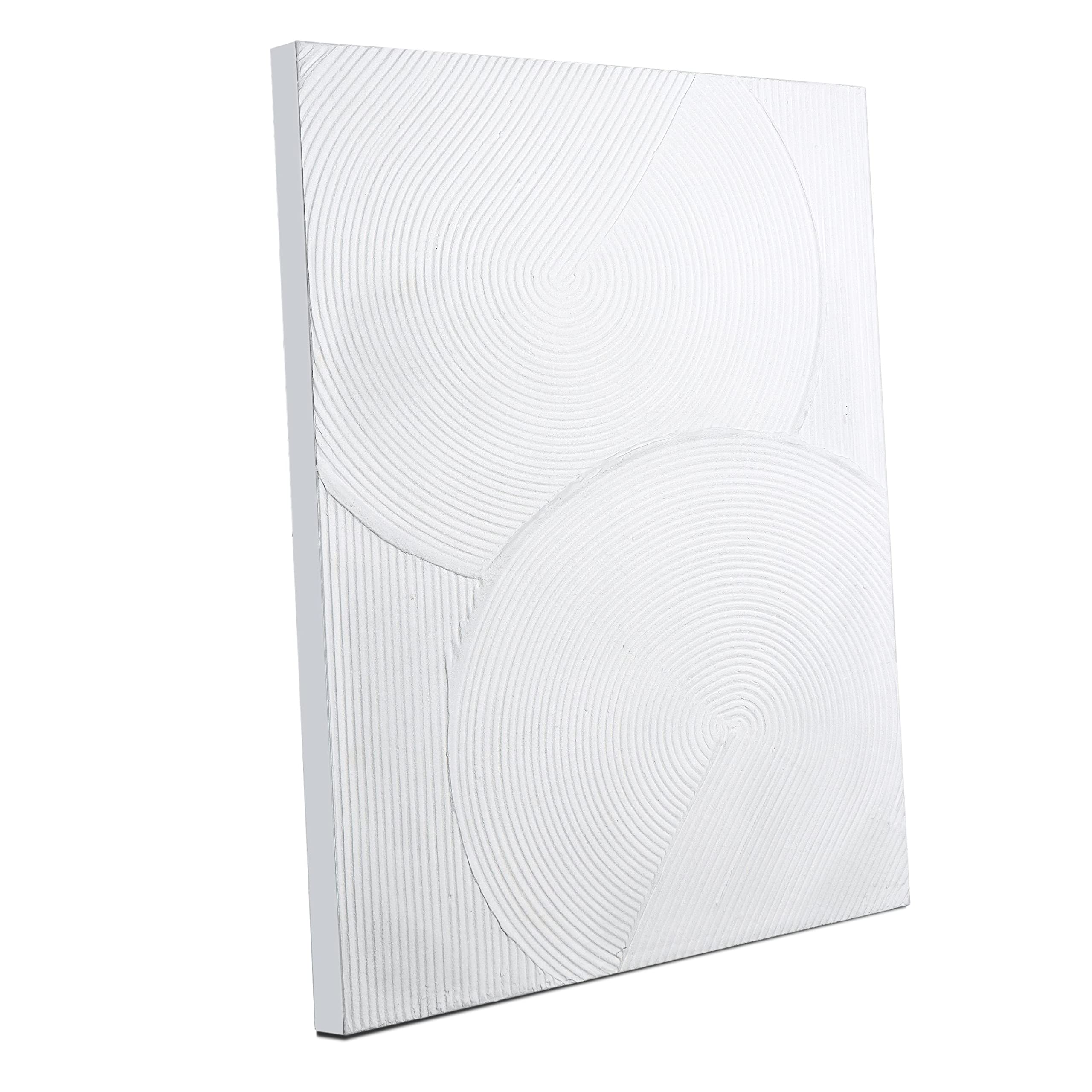 Framed Neutral Abstract Wall-Art Painting - Large Abstract Canvas Wall Decor 3D Curve Illustrations Hand painting for Living Room, Bedroom, Office - 2 Piece 28 x 40 Inch, Ready to Hang