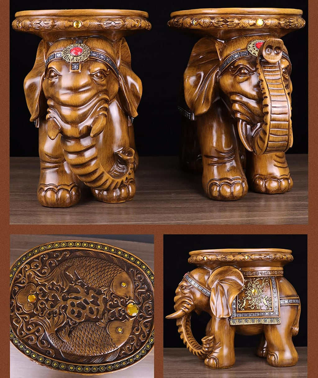 Money Elephant Figurine Elephant Statue Elephant Figurine China Style Feng Shui Chinese Statue Figurine Home Office Decor for Romance and Love,C,40 * 25 * 35cm