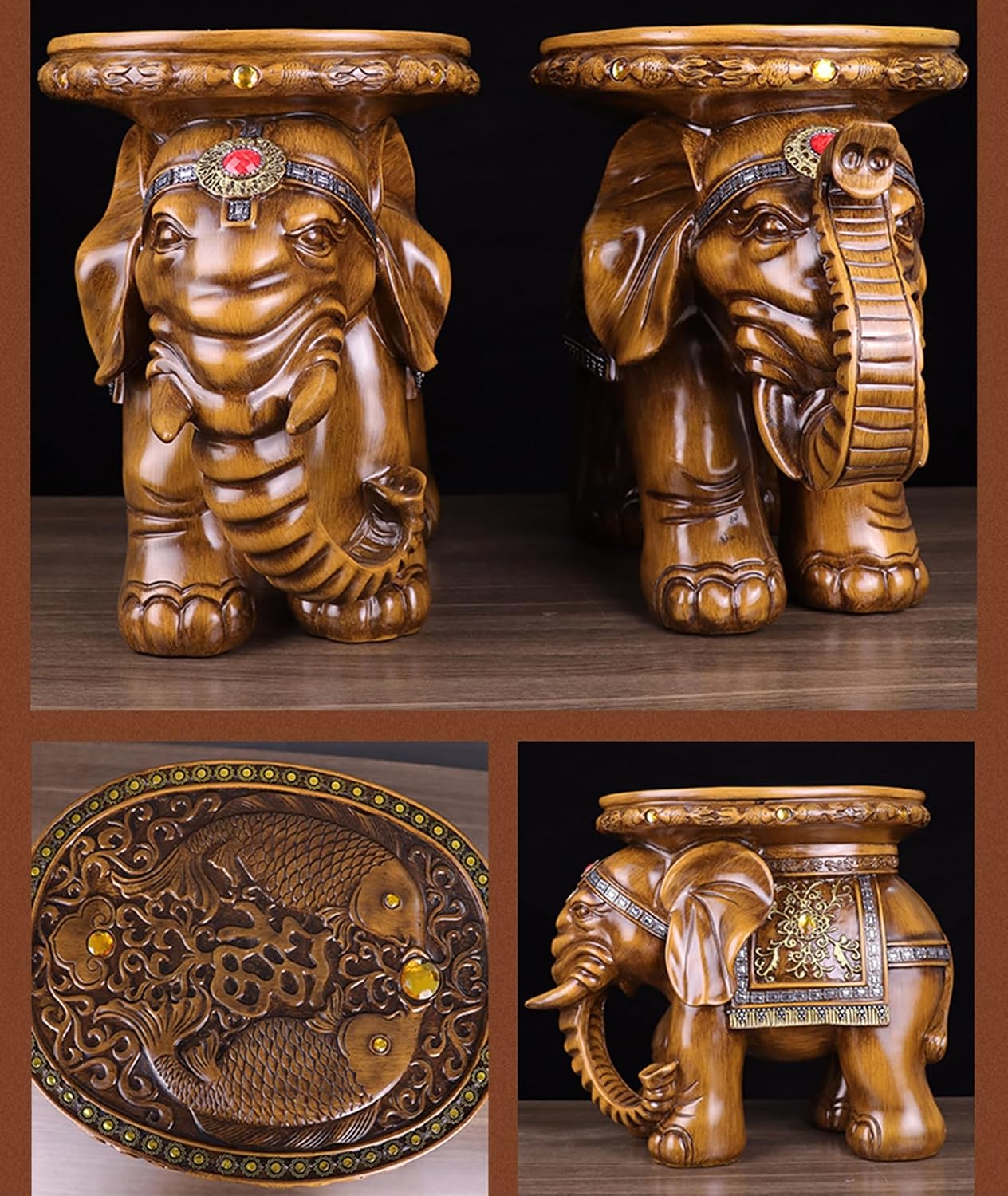 Money Elephant Figurine Elephant Statue Elephant Figurine China Style Feng Shui Chinese Statue Figurine Home Office Decor for Romance and Love,C,40 * 25 * 35cm
