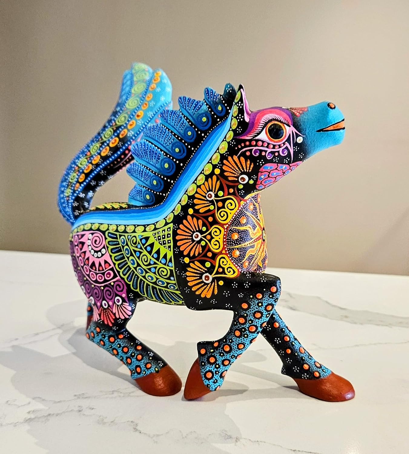 Mexican Alebrije Masterpiece Horse Wood Carving Handcrafted Sculpture (Medium)