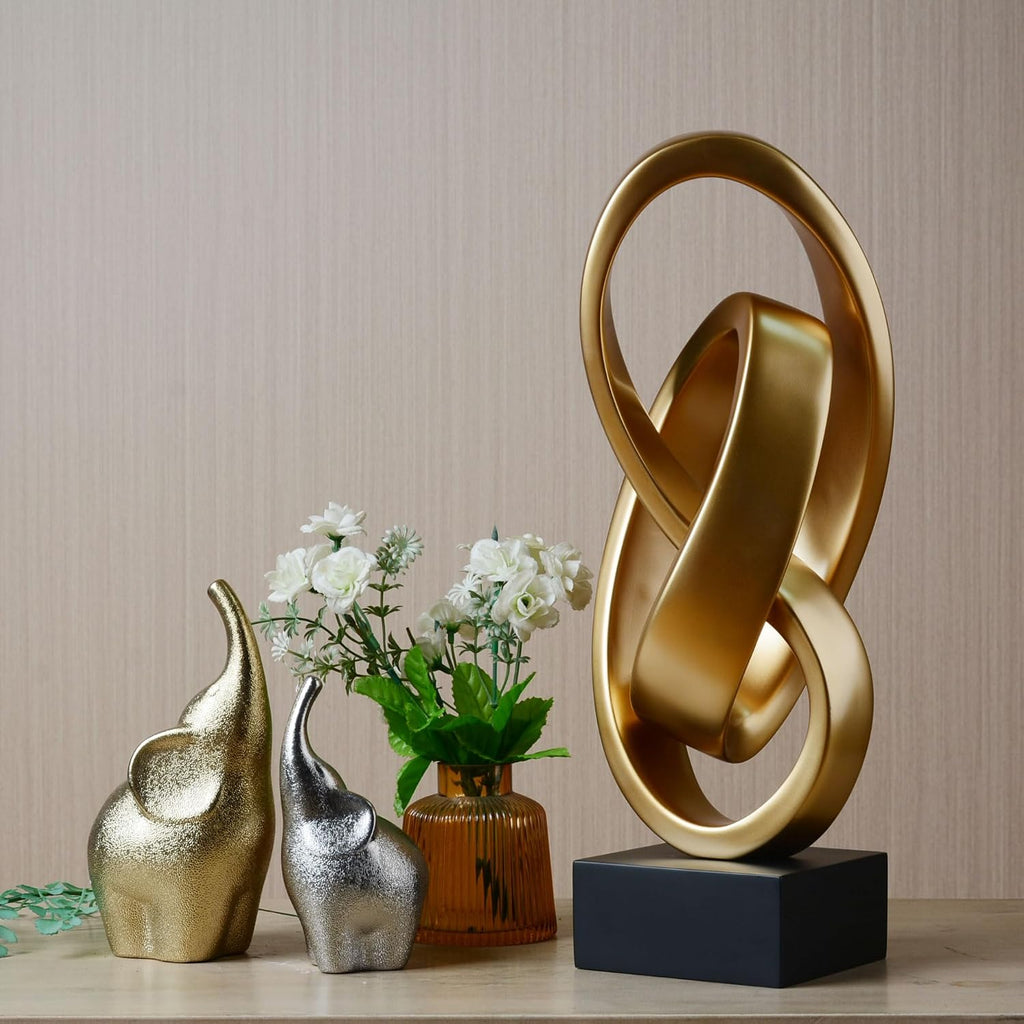 HAUCOZE Abstract Sculpture Statue Modern Art Decor Table Centerpiece Ornament Home Figurine Gift for Desktop Bookshelf Polyresin 17.0 Inch