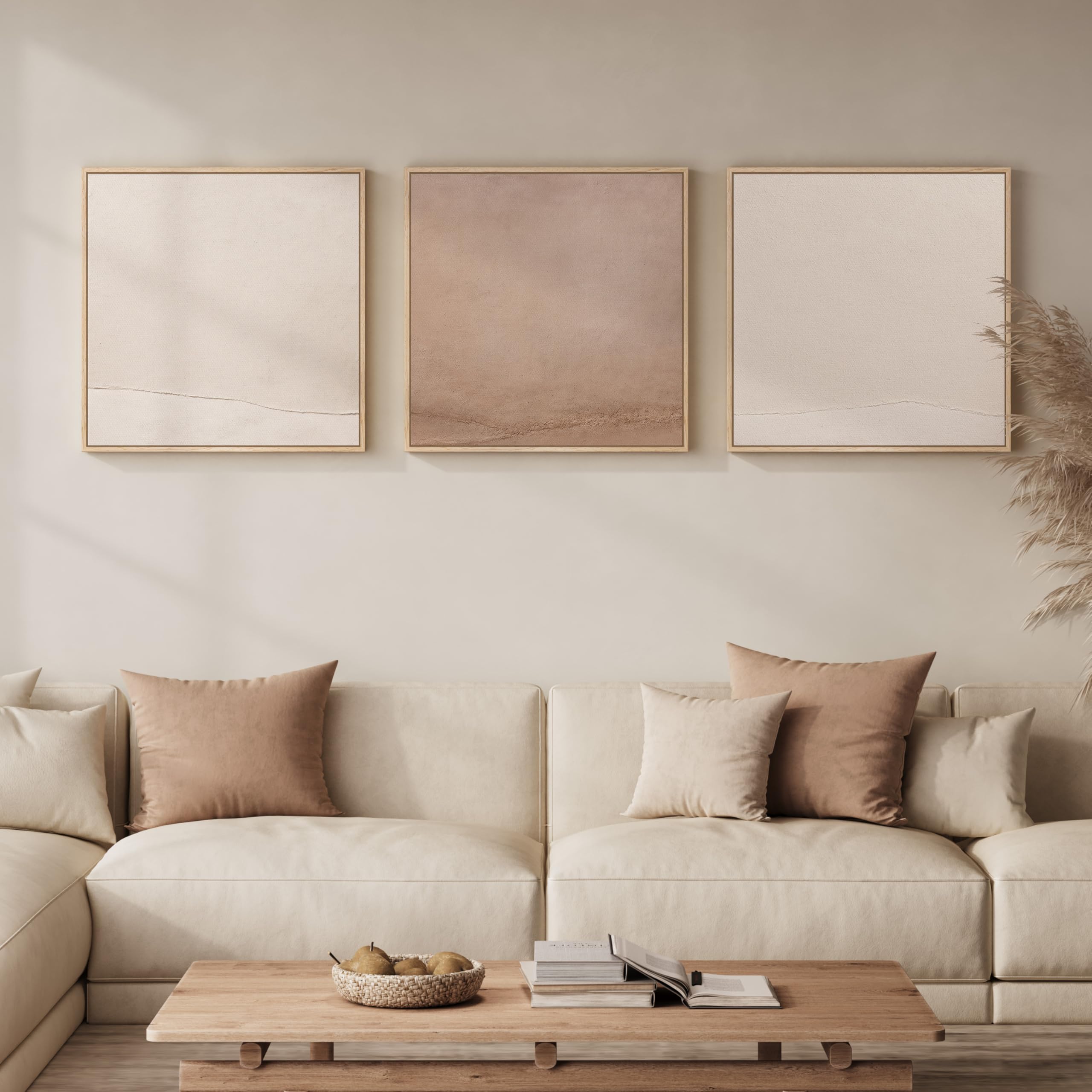 Framed Black and White Abstract Wall Art for Living Room, 3 Piece Canvas Prints Paintings Artwork for Walls, Modern Minimalist Abstract Pictures for Bedroom, Dining Room, Office Wall Decor