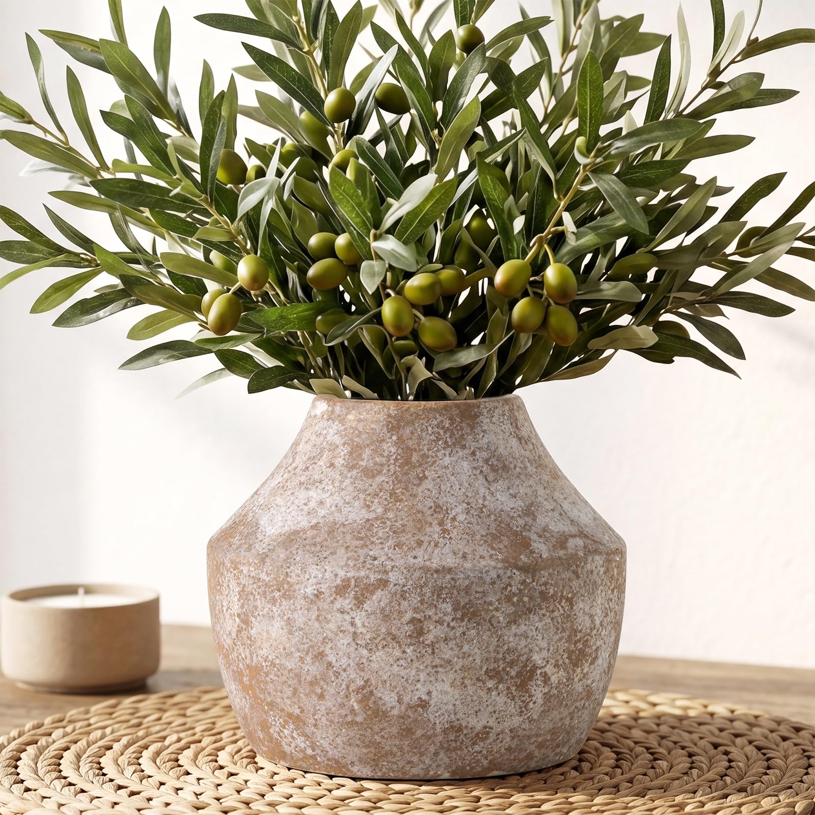 Modern Ceramic Vase Set of 5, Vases Home Decor Rustic Farmhouse Decorative Vase Pottery Vases for Bouquet Pampas Grass Dried Fresh Flowers, Table Living Room Kitchen Bedroom