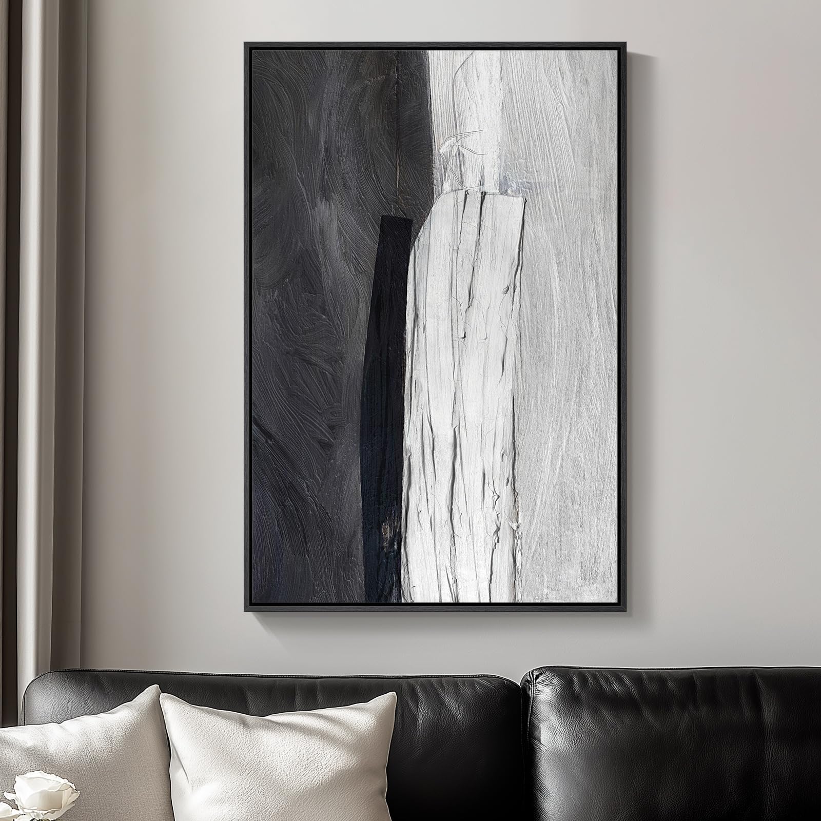 Framed Green Abstract Wall Art, Modern Canvas Prints Paintings for Walls, Contemporary Minimalist Colorful Brushstroke Pictures for Living Room Dining Bedroom Office Hallway Wall Decor 36x24 In