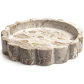Beige Scalloped Marble Tray - 8 Inch Round Stone Vanity Tray for Perfume & Jewelry, Marble Dish for Bathroom Countertop & Kitchen Counter, Brown Decorative Tray for Bathroom & Kitchen, Modern Catchall