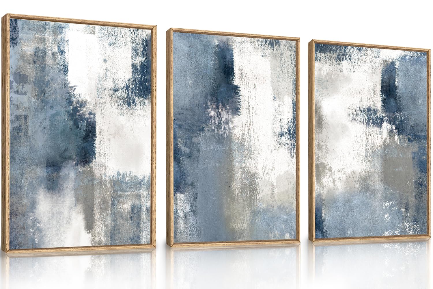 LHIUEM Large Abstract Green Gray Pastel Framed Canvas Wall Art,Neutral Landscape Wall Decor,Modern Watercolor Lake Artwork,Beige Textured Illustrations Art for Living Room,Bedroom,Office- 20"x40"x1
