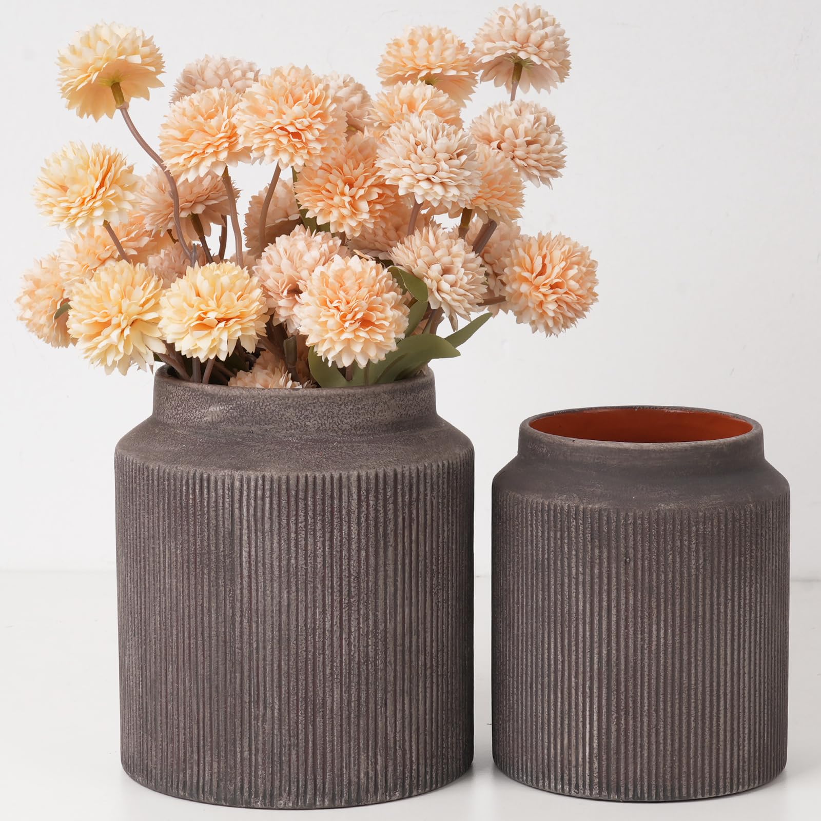 Modern Ceramic Vase Set of 5, Vases Home Decor Rustic Farmhouse Decorative Vase Pottery Vases for Bouquet Pampas Grass Dried Fresh Flowers, Table Living Room Kitchen Bedroom