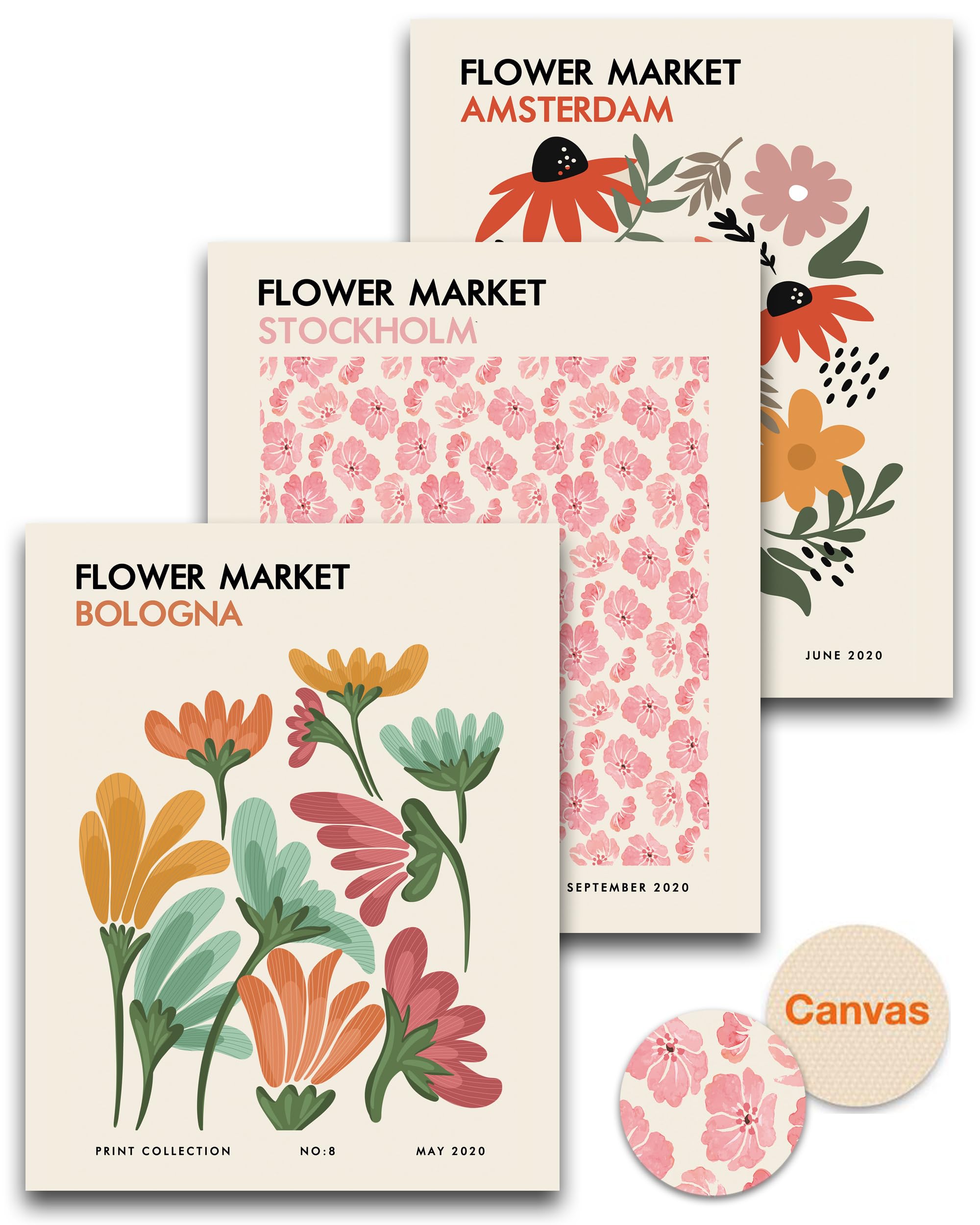 HesenDot Abstract Botanical Wall Art Set of 3, 30x40CM Neutral Plant Framed Canvas Prints, Beige Green Boho Aesthetic Wall Decor for Living Room Bedroom Bathroom Office Home