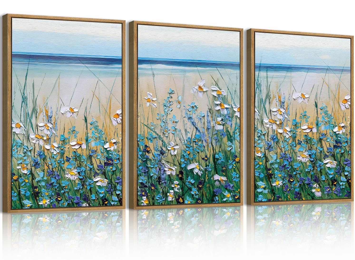 Large Abstract Paintings Framed Neutral Canvas Prints Mid Century Modern Wall Art Abstract Wall Decor Neutral Wall Pictures Elegant Modern Paintings for Living Room Bedroom Bathroom Office 36x24 Inch 3 Piece