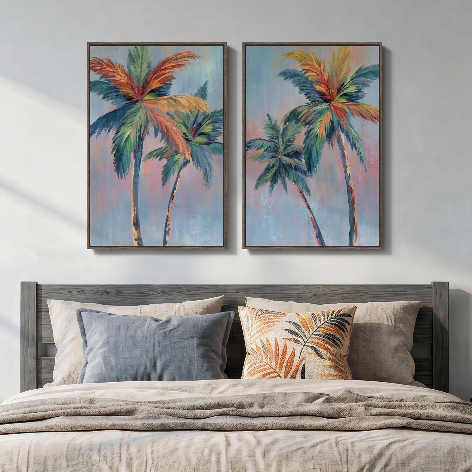 Framed Abstract Coastal Wall Art for Living Room, Large Blue Coastal Landscape Decor, 3 Piece Minimalist Beach Ocean Painting Artwork for Walls, Canvas Prints for Bedroom Hallway Wall Decor, 24x36 In