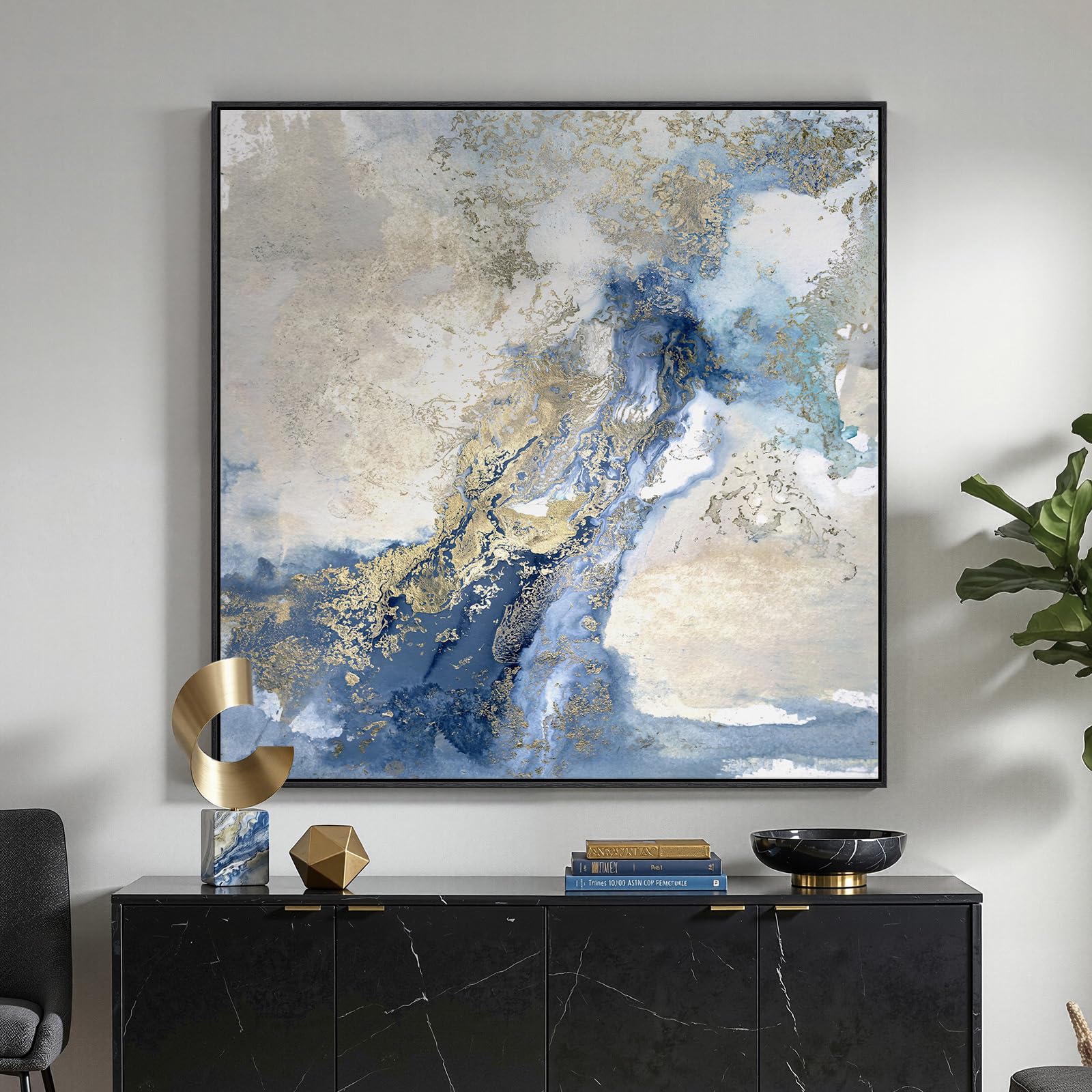 Framed Neutral Abstract Wall Art, Large Modern Canvas Prints Paintings Artwork for Walls, Minimalist Earth Tone Abstract Pictures for Living Room Lounge Dining Bedroom Office Wall Decor 30x30 In