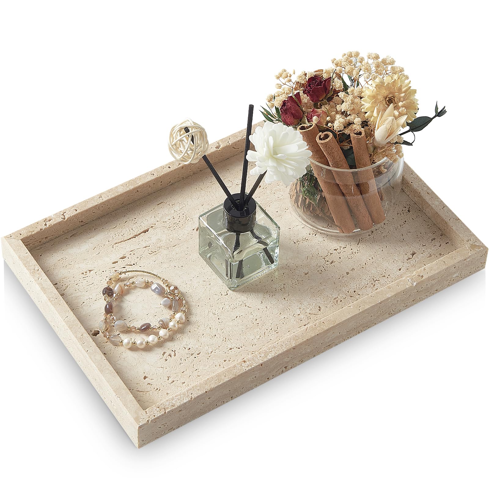 Marble Bathroom Tray,Pure Natural Vanity Tray,Marble Tray for Kitchen Counter Non-Ceramic/Non-Resin,Stone Trays 12 x 8 inch Cyan Green