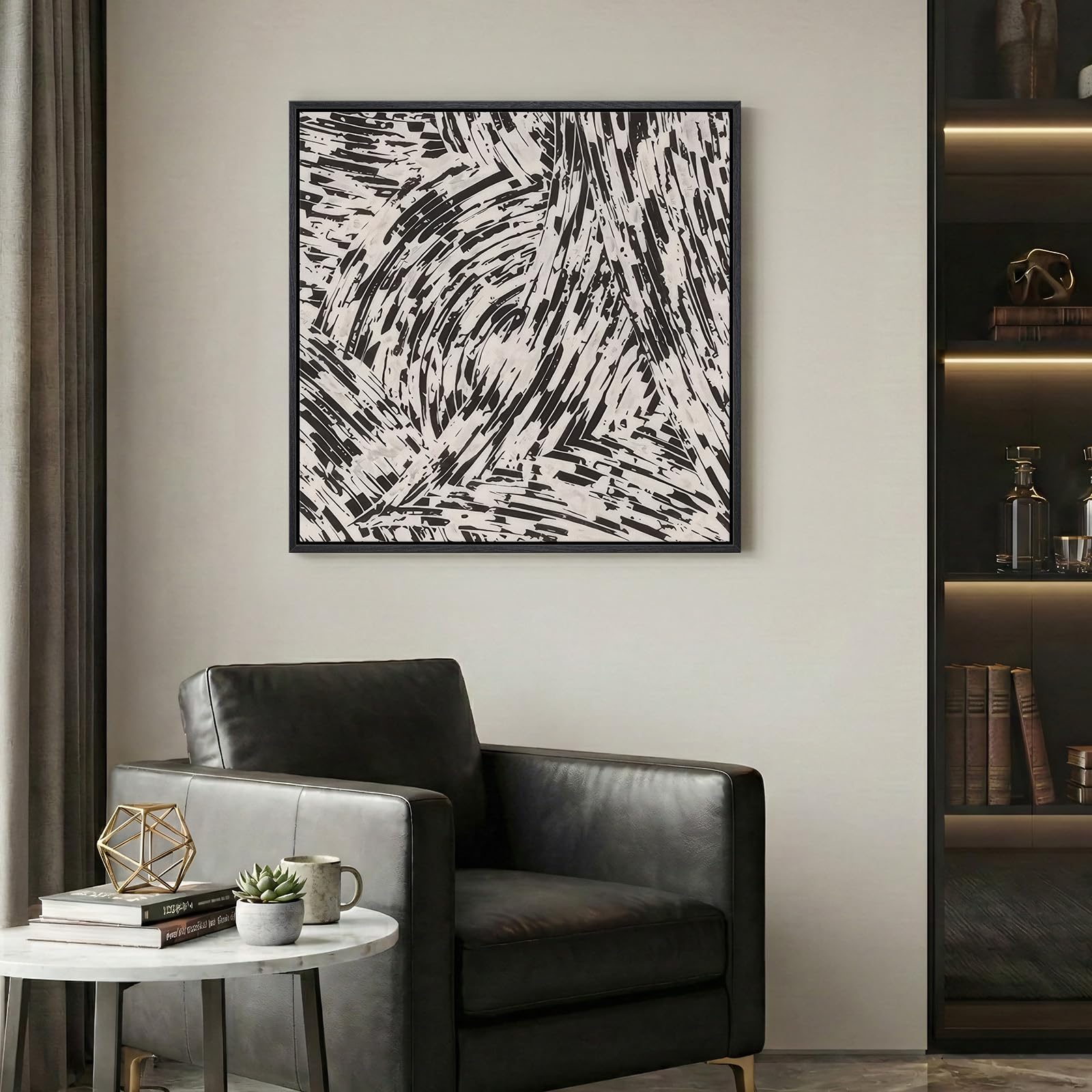 Framed Neutral Abstract Wall Art, Large Modern Canvas Prints Paintings Artwork for Walls, Minimalist Earth Tone Abstract Pictures for Living Room Lounge Dining Bedroom Office Wall Decor 30x30 In