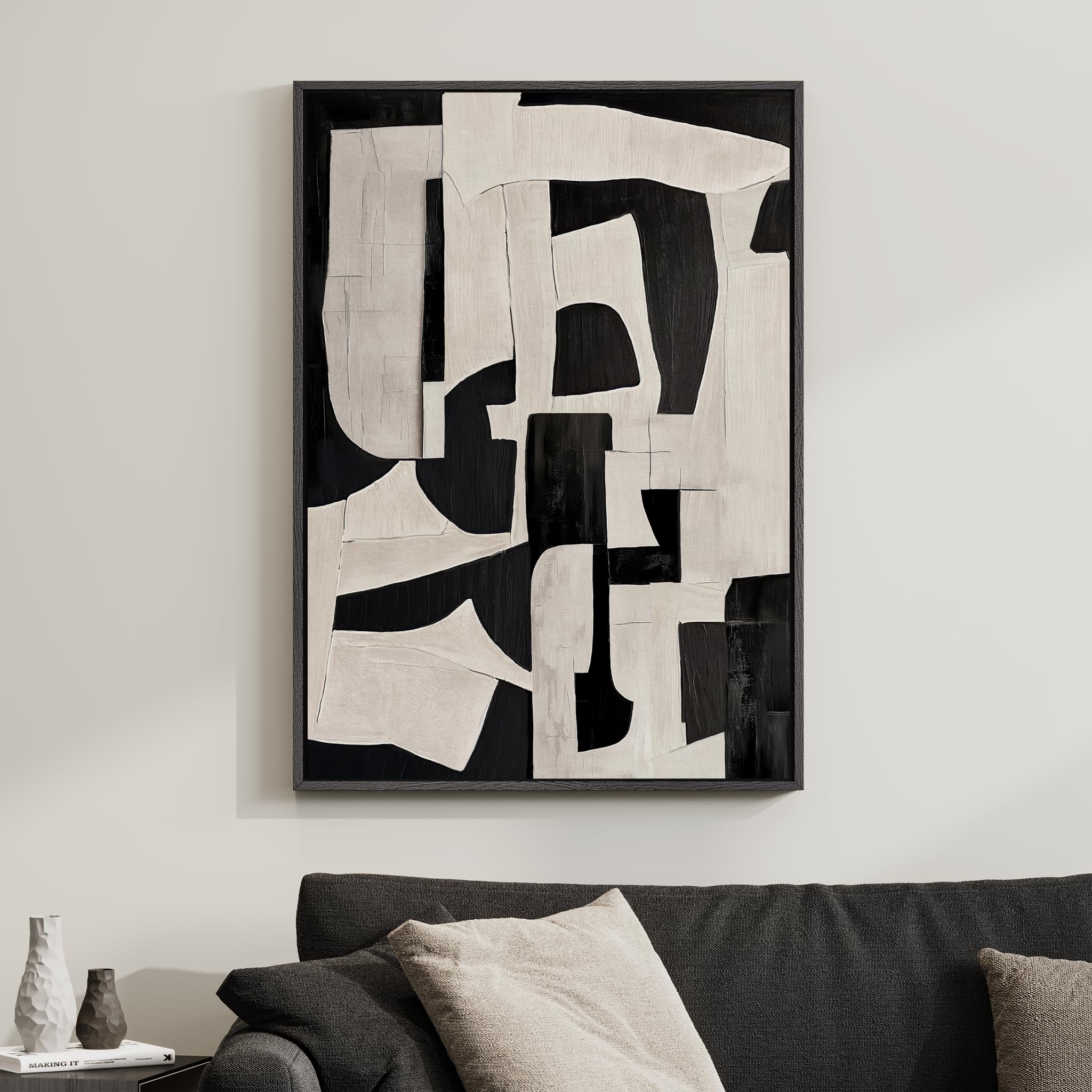 Framed Green Abstract Wall Art, Modern Canvas Prints Paintings for Walls, Contemporary Minimalist Colorful Brushstroke Pictures for Living Room Dining Bedroom Office Hallway Wall Decor 36x24 In